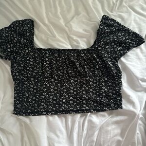 Floral Black Top